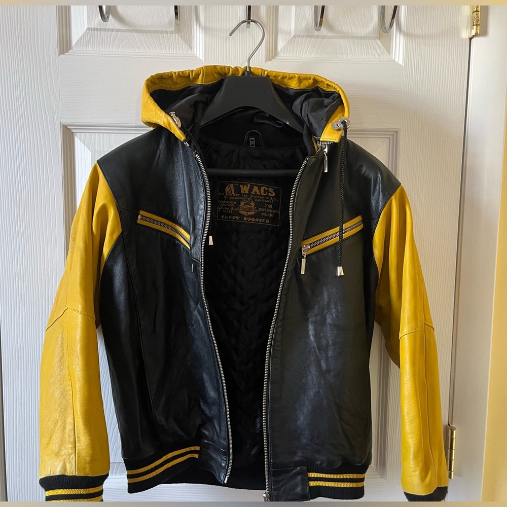 Black and Yellow Leather Jacket
